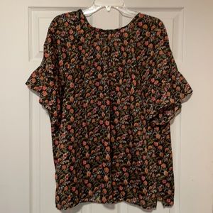 LOFT Floral Blouse with Gold Shimmer
